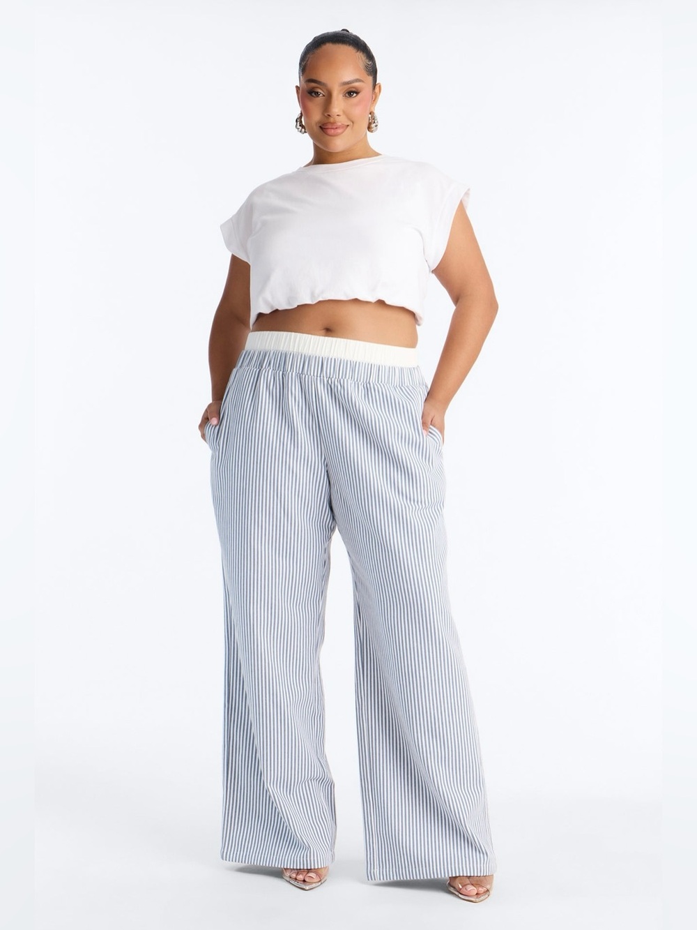 NWT High Rise Striped Double Waistband Pant - Size 1x